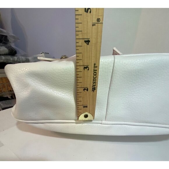 White Shoulder Bag Multiple Compartments Silver Hardware Adjustable Straps NWOT - Picture 6 of 10